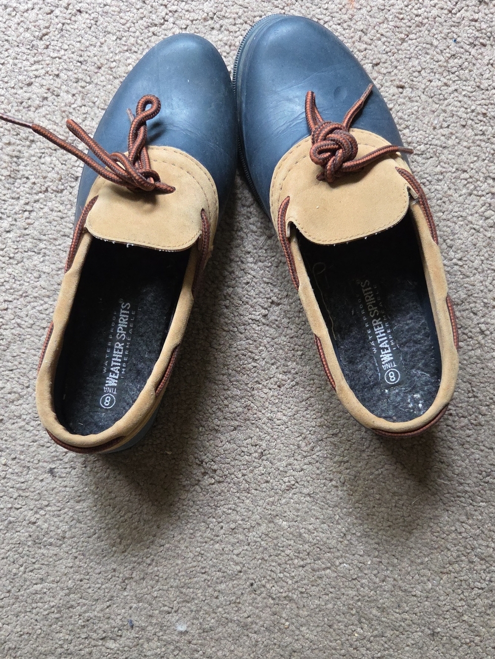 Women’s Two-Tone Navy and Tan Lace-Up Ankle Booties